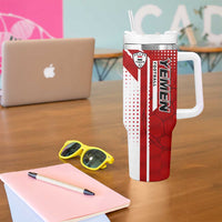 Yemen Football Tumbler With Handle with Red and White Flag Design