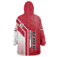 Yemen Football Wearable Blanket Hoodie with Red and White Flag Design