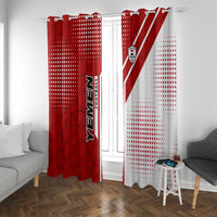 Yemen Football Window Curtain with Red and White Flag Design