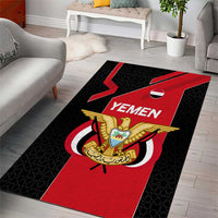Yemen Eagle Emblem Area Rug with National Flag and Map Design