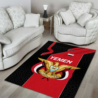Yemen Eagle Emblem Area Rug with National Flag and Map Design