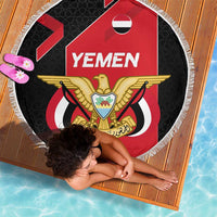 Yemen Eagle Emblem Beach Blanket with National Flag and Map Design