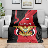 Yemen Eagle Emblem Blanket with National Flag and Map Design
