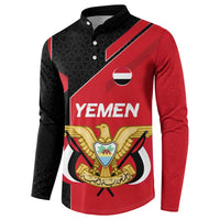 Yemen Eagle Emblem Button Sweatshirt with National Flag and Map Design