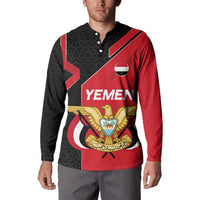 Yemen Eagle Emblem Button Sweatshirt with National Flag and Map Design