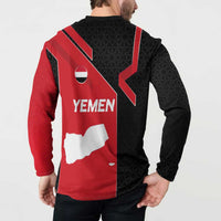 Yemen Eagle Emblem Button Sweatshirt with National Flag and Map Design