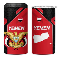 Yemen Eagle Emblem 4 in 1 Can Cooler Tumbler with National Flag and Map Design