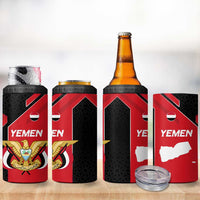 Yemen Eagle Emblem 4 in 1 Can Cooler Tumbler with National Flag and Map Design