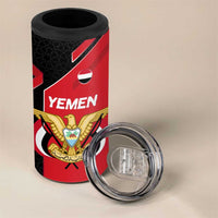 Yemen Eagle Emblem 4 in 1 Can Cooler Tumbler with National Flag and Map Design