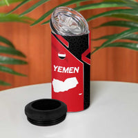 Yemen Eagle Emblem 4 in 1 Can Cooler Tumbler with National Flag and Map Design
