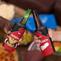 Yemen Eagle Emblem 4 in 1 Can Cooler Tumbler with National Flag and Map Design
