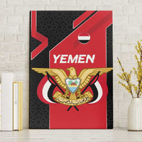 Yemen Eagle Emblem Canvas Wall Art with National Flag and Map Design