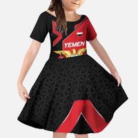 Yemen Eagle Emblem Family Matching Mermaid Dress and Hawaiian Shirt with National Flag and Map Design