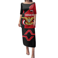 Yemen Eagle Emblem Family Matching Puletasi and Hawaiian Shirt with National Flag and Map Design