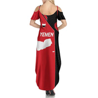 Yemen Eagle Emblem Family Matching Summer Maxi Dress and Hawaiian Shirt with National Flag and Map Design