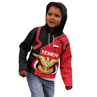 Yemen Eagle Emblem Kid Hoodie with National Flag and Map Design