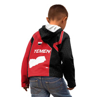 Yemen Eagle Emblem Kid Hoodie with National Flag and Map Design