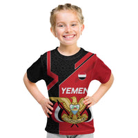 Yemen Eagle Emblem Kid T Shirt with National Flag and Map Design
