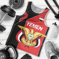Yemen Eagle Emblem Men Tank Top with National Flag and Map Design