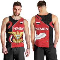 Yemen Eagle Emblem Men Tank Top with National Flag and Map Design