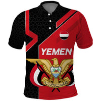 Yemen Eagle Emblem Polo Shirt with National Flag and Map Design