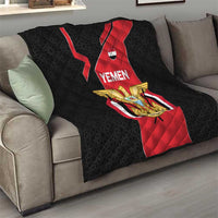 Yemen Eagle Emblem Quilt with National Flag and Map Design