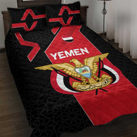 Yemen Eagle Emblem Quilt Bed Set with National Flag and Map Design