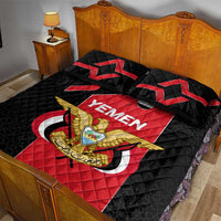 Yemen Eagle Emblem Quilt Bed Set with National Flag and Map Design
