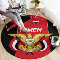 Yemen Eagle Emblem Round Carpet with National Flag and Map Design