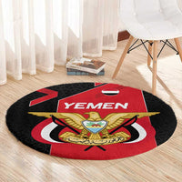 Yemen Eagle Emblem Round Carpet with National Flag and Map Design