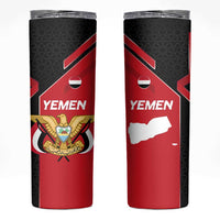 Yemen Eagle Emblem Skinny Tumbler with National Flag and Map Design