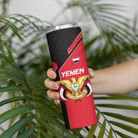 Yemen Eagle Emblem Skinny Tumbler with National Flag and Map Design