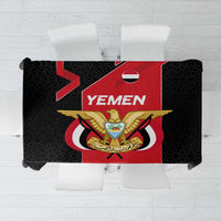 Yemen Eagle Emblem Tablecloth with National Flag and Map Design
