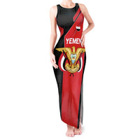 Yemen Eagle Emblem Tank Maxi Dress with National Flag and Map Design