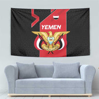 Yemen Eagle Emblem Tapestry with National Flag and Map Design