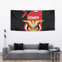 Yemen Eagle Emblem Tapestry with National Flag and Map Design