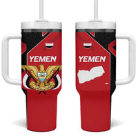 Yemen Eagle Emblem Tumbler With Handle with National Flag and Map Design