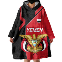 Yemen Eagle Emblem Wearable Blanket Hoodie with National Flag and Map Design