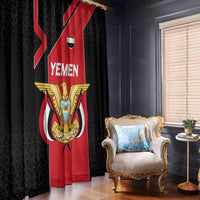 Yemen Eagle Emblem Window Curtain with National Flag and Map Design