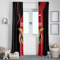 Yemen Eagle Emblem Window Curtain with National Flag and Map Design