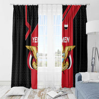 Yemen Eagle Emblem Window Curtain with National Flag and Map Design