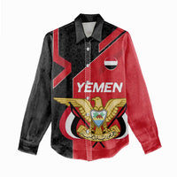 Yemen Eagle Emblem Women Casual Shirt with National Flag and Map Design