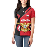 Yemen Eagle Emblem Women Polo Shirt with National Flag and Map Design