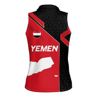 Yemen Eagle Emblem Women Sleeveless Polo Shirt with National Flag and Map Design