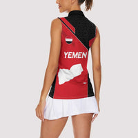 Yemen Eagle Emblem Women Sleeveless Polo Shirt with National Flag and Map Design