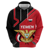Yemen Eagle Emblem Zip Hoodie with National Flag and Map Design