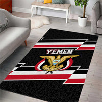 Yemen Area Rug with National Eagle Emblem and Flag Stripe Design