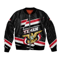 Yemen Bomber Jacket with National Eagle Emblem and Flag Stripe Design