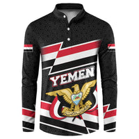 Yemen Button Sweatshirt with National Eagle Emblem and Flag Stripe Design