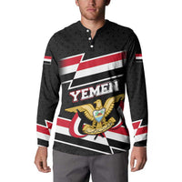 Yemen Button Sweatshirt with National Eagle Emblem and Flag Stripe Design